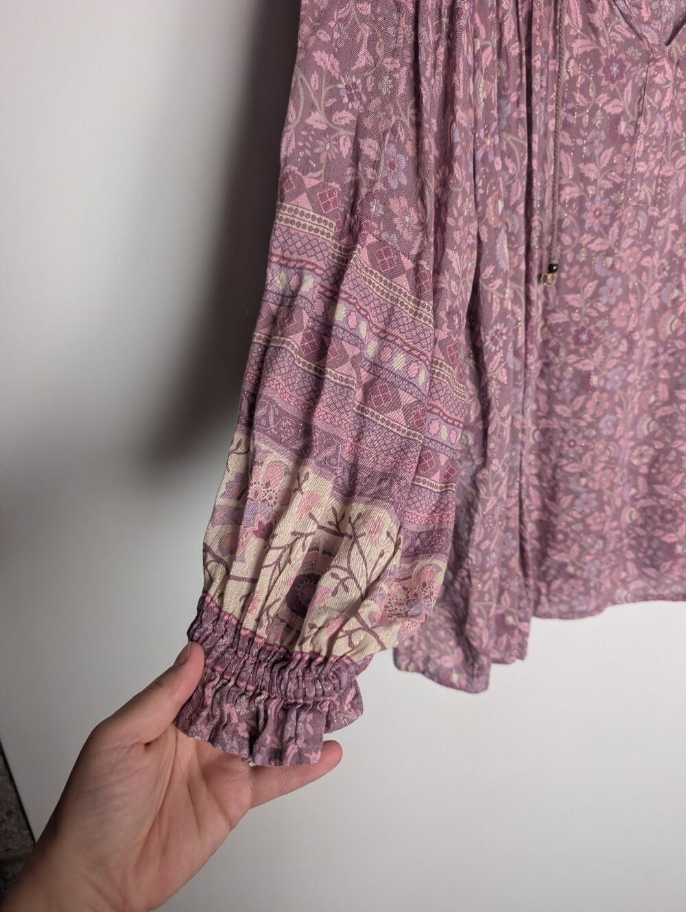 Spell & The Gypsy Collective Purple Floral Paisley Bohemian Blouse Size Large - Picture 4 of 10
